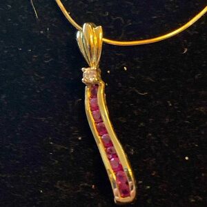 18 k Gold Ruby and Diamond Pendant: